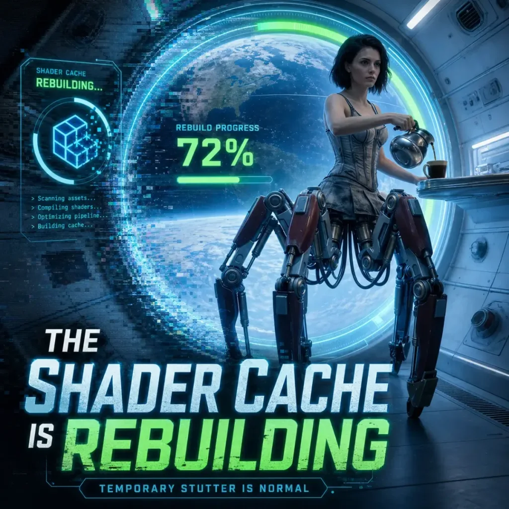 The shader cache is rebuilding