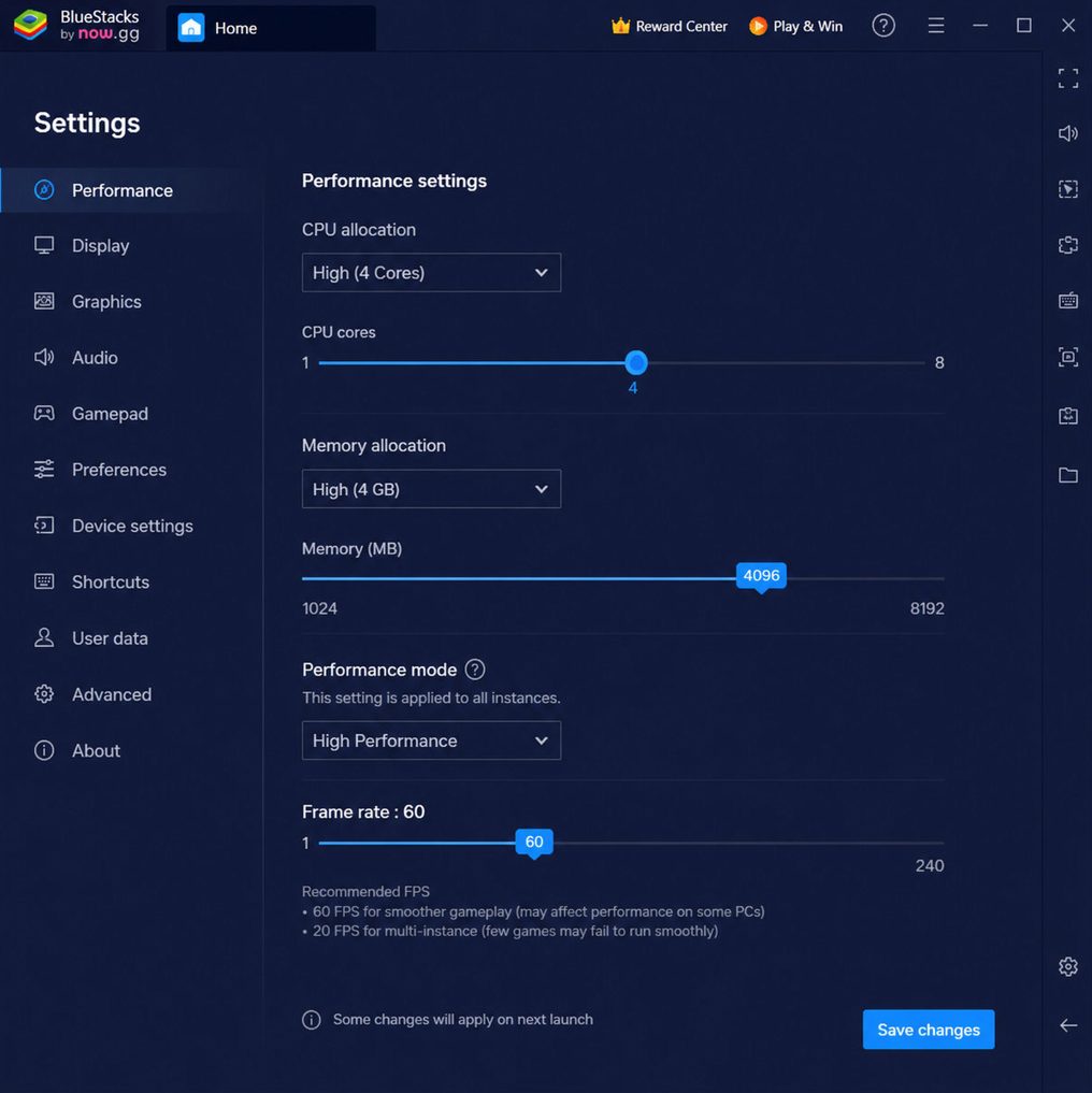 Rise of kingdom CPU core and RAM settings