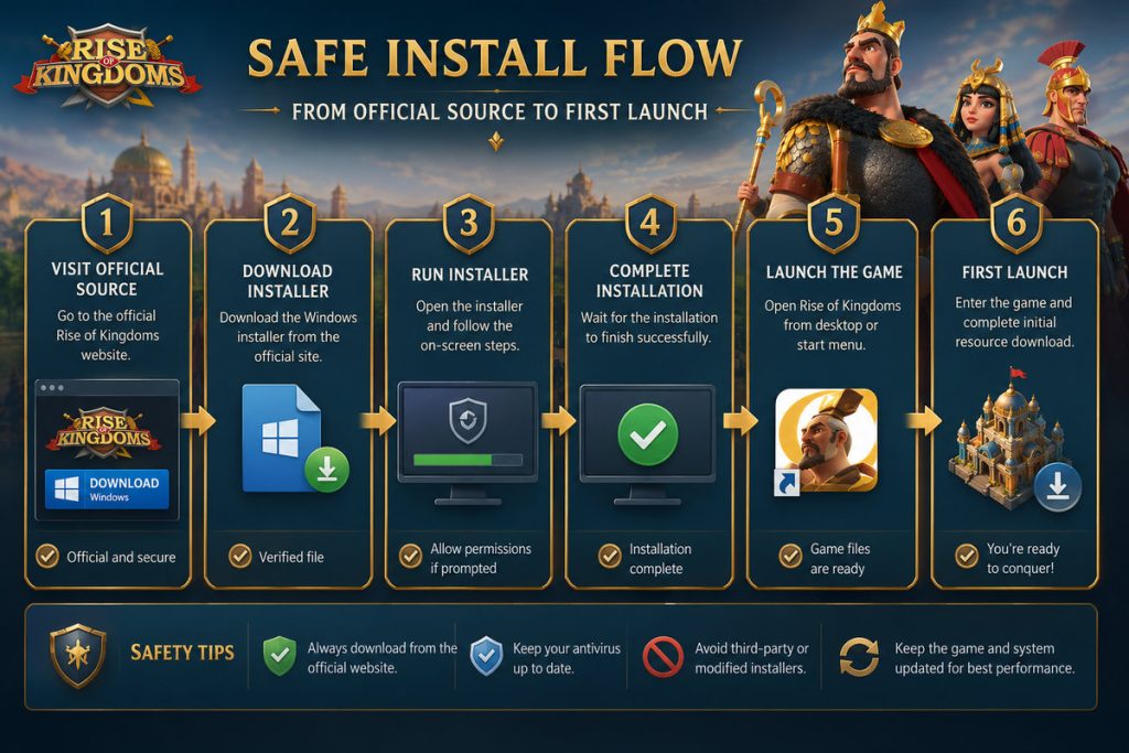 Rise of kingdoms, safe install flow