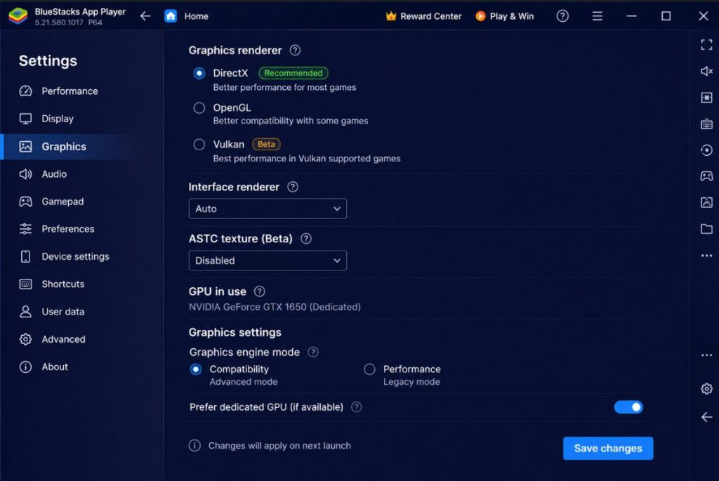 Rise of kingdom graphics renderer setting