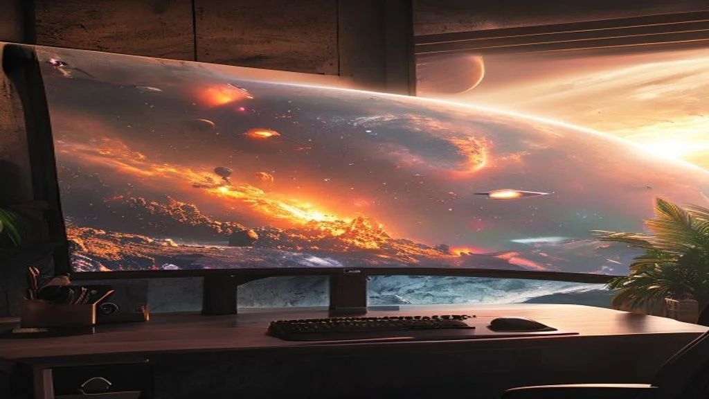 High refresh rate gaming monitor showing Starfield space combat with VRR smooth frame delivery