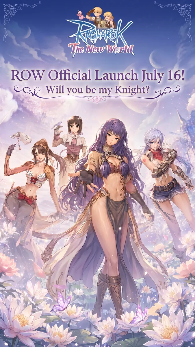 Ragnarok: The New World vertical launch key art featuring the game's heroines