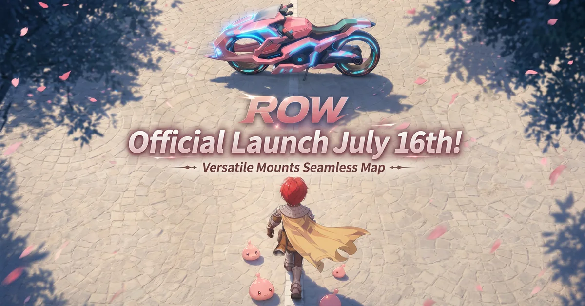 Ragnarok: The New World launch banner showing a rider crossing the seamless open world on a mount