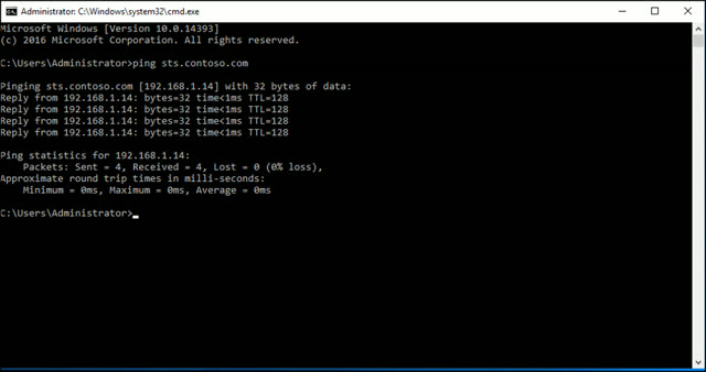 Windows Command Prompt showing a ping test with latency and packet loss statistics